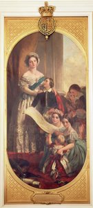 Koningin Victoria (1819-1901) met Albert Edward, de Prins van Wales, Victoria, de Prinses Royal en andere leden van de Koninklijke Familie, 1864 door John Calcott Cope