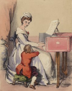 Marie Antoinette zingt voor de Dauphin, zoon van koning Lodewijk XVI door John Callcott Horsley