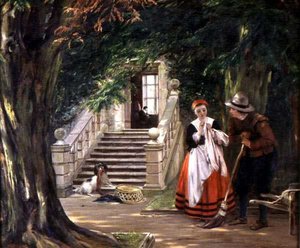 De flirtatie buiten het huis van de meester door John Callcott Horsley