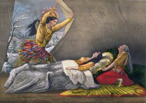 De dood van Minnehaha, gegraveerd en uitgegeven door Currier en Ives, 1867 door John Cameron