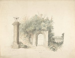 Titelpagina van een groep plannen, elevaties en scenische interieurs van Lea Castle, Worcestershire..., 18e eeuw door John Carter.