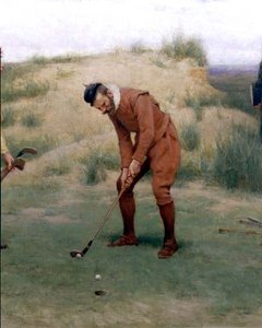 Tijdens de tijd van de preken, detail van de golfer, 1896 door John Charles Dollman