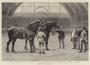 Het Shire Horse Show in de Agricultural Hall, het laatste duel door John Charles Dollman