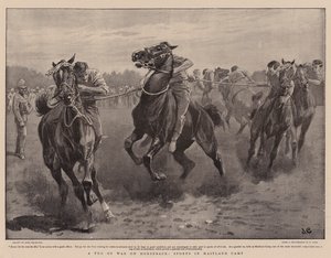 Een touwtrekwedstrijd te paard, sporten in Maitland Camp