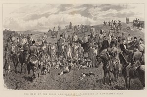 De Bijeenkomst van de Devon en Somerset Staghounds bij Hawkcombe Head door John Charlton