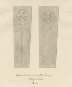 Enville Kerk - Grafstenen: sepia tekening door John Chessell Buckler