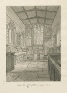 Interieur van de kerk van Blithfield door John Chessell Buckler