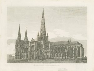 Lichfield Kathedraal - Zuidoostaanzicht: gravure