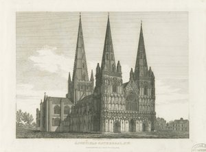 Lichfield Cathedral - Westgevel: gravure, nd [c 1820]
