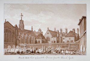 Zuidoostelijk uitzicht op Lambeth Palace vanaf het kerkhof, Londen, 1828