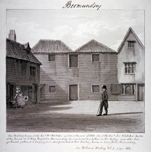 Het ontmoetingshuis van dominee Whitaker, Long Walk, Bermondsey, Londen, ca. 1828 door John Chessell Buckler