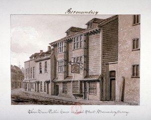 Uitzicht op het Drie Tuns Café aan Jacob Street, Bermondsey, Londen door John Chessell Buckler