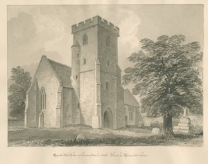 Worcestershire - Hampton Lovett Kerk: sepia tekening, 1833 door John Chessell Buckler
