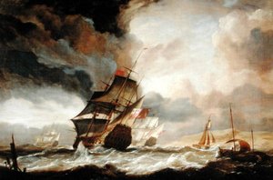 Linieschepen die naar zee varen