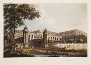 Versailles vanuit de Orangerie, illustratie uit Versailles, Parijs en Saint Denis, uitgegeven 1805 door John Claude Nattes