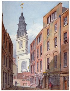 Kerk van St. Michael, Crooked Lane en een deel van Crooked Lane, City of London, ca. 1815