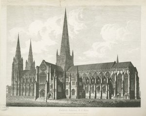 Lichfield Cathedral - Zuidoostaanzicht (gravure)