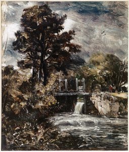 Een sluis, misschien op de Stour door John Constable