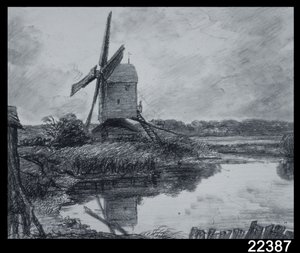 Een molen aan de oevers van de rivier de Stour door John Constable