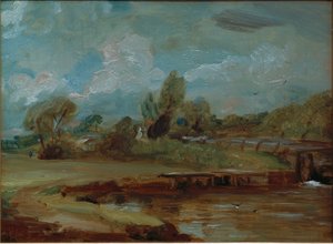 De sluis van Flatford, gezien vanaf een pad aan de rivier