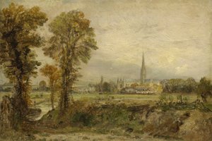 Verafgelegen Uitzicht op de Kathedraal van Salisbury, 1821