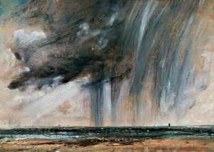 Regenstorm over de zee