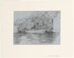 Roeiboot aangemeerd onder een oever door John Constable