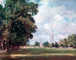 Kathedraal van Salisbury vanaf Lower Marsh Close, 1820
