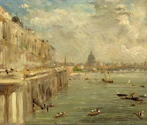 Somerset House Terrace vanaf Waterloo Bridge, c.1819 door John Constable
