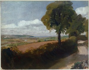 Uitzicht op Dedham vanaf het pad van East Bergholt Church naar Flatford door John Constable