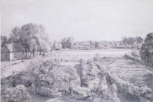 Uitzicht op East Bergholt over de moestuin van Golding, het huis van Constable door John Constable