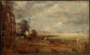 Waterloo Bridge gezien vanaf de Whitehall Stairs door John Constable