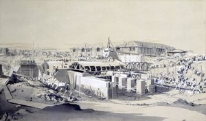 Bouw van het Stationaire Machinehuis, Camden Town, 26 april 1837 door John Cooke Bourne