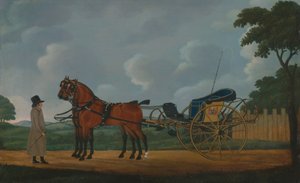 Een Heer met Zijn Paar Bays Aangespannen aan een Curricle door John Cordrey