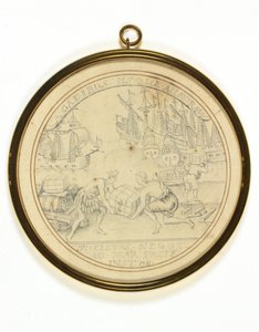 Ontwerp voor een medaille ter herdenking van de oprichting van de South Sea Company door John Croker
