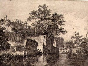 Voorzijde van The New Mills, uitgegeven door J. & W. Freeman in 1821 door John Crome