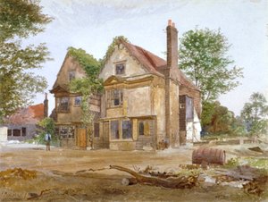 Vooraanzicht van Basing Manor House, Peckham High Street, Camberwell, Londen, 1884 door John Crowther