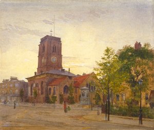 Zicht op All Saints Church, Chelsea, Londen, 1880