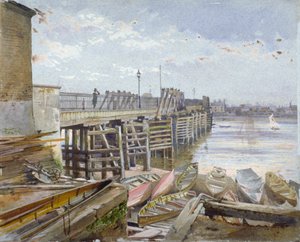 Uitzicht op Battersea Bridge over de Theems, Londen