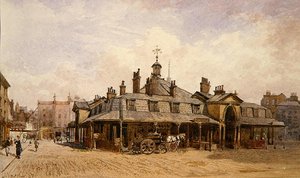 Uitzicht op de Oxford Market, St. Marylebone, ca. 1880 door John Crowther