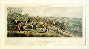 Een strijd om een start, De Leicestershires, gegraveerd door Henry Alken, 1825 door John Dean (after) Paul