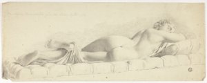 Oude standbeeld van slapende hermafrodiet