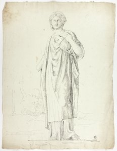 Antiek standbeeld van staande gedrapeerde vrouw door John Downman