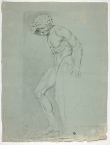 Antiek standbeeld van staande faun met cimbalen door John Downman