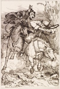 Twee Galopperende Ruiters [een draagt zijn eigen hoofd] door John Duncan