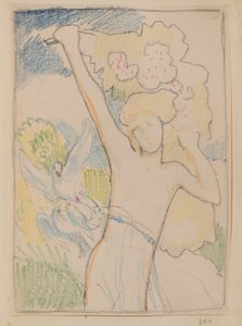 Zonder titel [Vrouwelijke figuur en duiven]