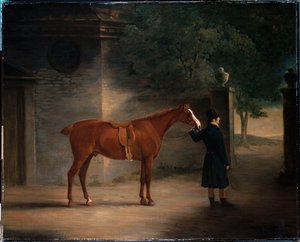Een jager en een stalknecht in een binnenplaats, 1816