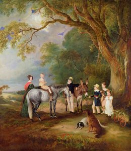 Juffrouw Catherine Herrick met haar nichtjes en neefjes, de vijf oudste kinderen van de dominee en mevrouw Henry Palmer, 1827 door John E. Ferneley