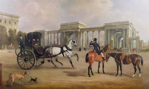 Mr. Massey Stanley met cabriolet en hacks bij Hyde Park Corner, 1833 door John E. Ferneley