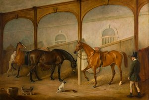 Tom van Lincoln en de ingenieur in de stallen van Newport Lodge, Melton Mowbray, Leicestershire door John E. Ferneley